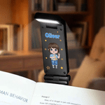 Personalized Cartoon Character Rechargeable LED Light Clip with Name Birthday Gift for Kids Book Lovers