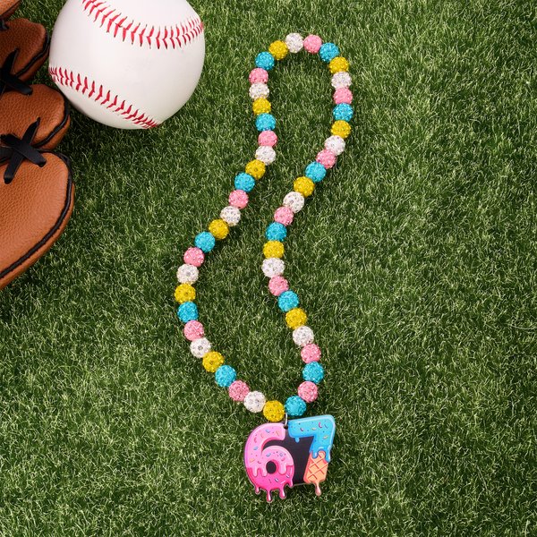 Personalized Ice Cream Dripping Number Necklace Fashion Jewellery Daily Wear Game Day Team Birthday Gift for Baseball  Softball Player Lover