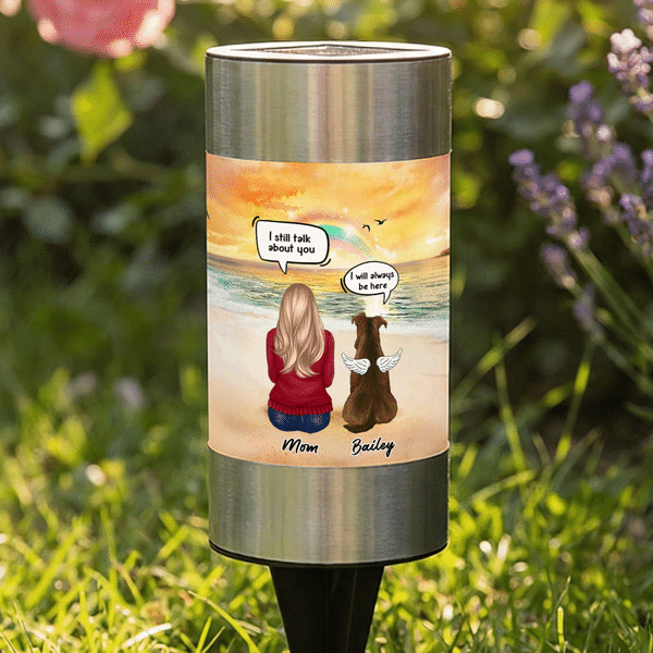 Personalized Pet Angel Wings Back View Solar Garden Light with Name and Speech Garden Decor Memorial Sympathy Gift for Pet Owners