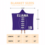 Personalised American Football Stitching Multicolour Soft Hooded Blanket with Name and Number Daily Use Birthday Gift for Kid Family Friend