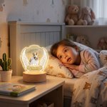 Veilleuse LED personnalisée en acrylique avec photo d'ailes d'ange, socle en bois, nom, texte et année : décoration d'intérieur, cadeau d'anniversaire ou en souvenir pour les propriétaires d'animaux d