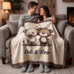 Personalised Cartoon Highland Cow Tassel Soft Throw Blanket with Name Daily Use Birthday Anniversary Gift for Couples