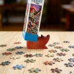 Personalised Cute Cat Shape Wooden Jigsaw Puzzle Box Lid Holder with Text Jigsaw Puzzles Tool Birthday Game Night Gift for Puzzle Lovers