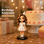 Figurine photo 3D personnalisée de style « chibi » avec socle en bois et inscription – Décoration de bureau, cadeau d'anniversaire ou de fête pour les amis et la famille