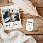 Personalized Minimalist Photo Wedding Greeting Card Invitation with Name Date Text and Venue Wedding Engagement Party Gift for Bride Bridegroom