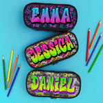 Personalized Graffiti Style Large Capacity Kids Pencil Case with Name Daily Use Back to School Gift for Students Kids