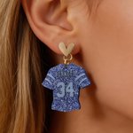 Personalised Glittery American Football Jersey Design Earrings Fashion Jewellery Game Day Team Birthday Gift for American Football Lover Woman
