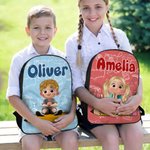 Personalized Cartoon Character Pencil Pattern Large Capacity School Bag with Name Back to School Birthday Gift for Children Students
