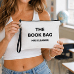 Personalized Minimalist The Teacher Linen Makeup Bag with Name Birthday Back to School Gift for Teacher Friend
