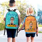 Personalized Cartoon Character Pencil Pattern Large Capacity School Bag with Name Back to School Birthday Gift for Children Students