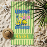 Personalised Faith Makes Lemonade Stripe Quick Dry Oversized Beach Towel with Name Summer Holiday Beach Party Gift for Family Friend Christian