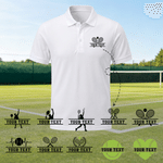 Personalised Multicolour Tennis Racket Soft Polo Shirt with Name Daily Wear Tennis Training Birthday Gift for Tennis Lover