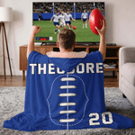 Personalised American Football Stitching Multicolour Soft Hooded Blanket with Name and Number Daily Use Birthday Gift for Kid Family Friend