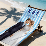 Toalla de playa suave, multicolor y de secado rápido, personalizada con foto, nombre y texto; ideal como regalo para vacaciones, fiestas en la playa o luna de miel, para recién casados (esposa y espos