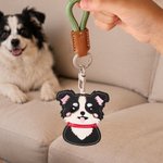 Henkilökohtainen söpö koira PU nahkaa Charm avaimenperä nimellä Adoption päivä syntymäpäivälahja lemmikkieläinten rakastaja koiran omistaja