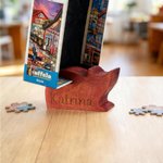 Personalised Cute Cat Shape Wooden Jigsaw Puzzle Box Lid Holder with Text Jigsaw Puzzles Tool Birthday Game Night Gift for Puzzle Lovers