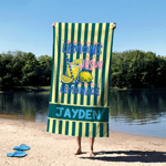 Personalised Faith Makes Lemonade Stripe Quick Dry Oversized Beach Towel with Name Summer Holiday Beach Party Gift for Family Friend Christian