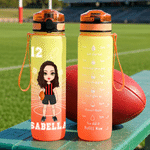 Personalised Cartoon Australian American Football Player Name Gradient Sports BPA-Free Water Bottle with Flip Top Game Day Birthday Gift for AFL Enthusiast