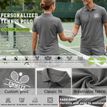 Personalised Multicolour Tennis Racket Soft Polo Shirt with Name Daily Wear Tennis Training Birthday Gift for Tennis Lover