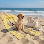 Personalized Pet Photo Paw Print Quick Dry Oversized Beach Towel with Name Travel Use Birthday Beach Party Gift for Pet Owner Pet Lover