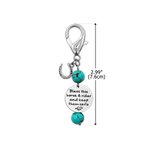 Personalised Turquoise Beads Horseshoe Keychain Lucky Charm with Text Rider Protection Birthday Anniversary Gift for Horse Lovers Equestrians