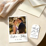 Personalized Minimalist Photo Wedding Greeting Card Invitation with Name Date Text and Venue Wedding Engagement Party Gift for Bride Bridegroom