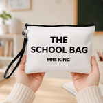 Personalized Minimalist The Teacher Linen Makeup Bag with Name Birthday Back to School Gift for Teacher Friend