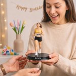 Figurine décorative personnalisée en 3D représentant un coureur de marathon, avec socle en bois et inscription — Décoration de bureau, cadeau d'anniversaire pour les passionnés de course à pied