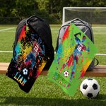 Personalized Ink Splashing Teen Soccer Silhouette Super Absorbent Sports Towel with Name and Hanging Clip Birthday Team Gift for Soccer Lover