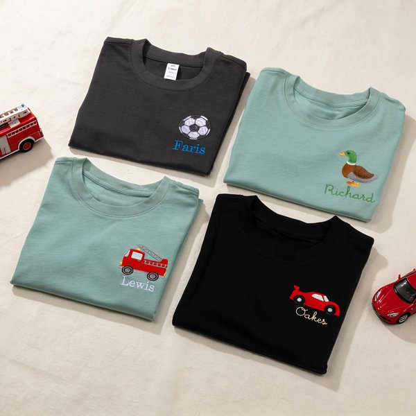Personalised Embroidered Engineering Cart 100% Cotton Kid T-shirt with Name Back to School Birthday Gift for Kids Parents