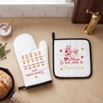 Set di 2 guanti da cucina e presine personalizzate con nome e testo Regalo per la Festa della Mamma per chi ama cucinare