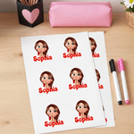 Personalized 3D Cartoon Kid Character Waterproof Sticker Label with Name School Supplies Back to School Birthday Gift for Boys Girls