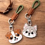 Llavero personalizado de cuero de PU de perro de dibujos animados con nombre Uso diario Aniversario Cumpleaños Regalo para los amantes de los dueños de mascotas