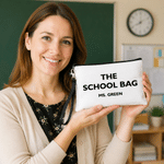 Personalized Minimalist The Teacher Linen Makeup Bag with Name Birthday Back to School Gift for Teacher Friend