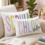Personalised Multicolour Soft Rectangular Cushion Cover with Name Daily Use Birthday Gift for Family Friend Kid