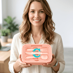 Personalized Multicolor Initial Name Lunch Box with Cutlery and Microwavable Picnic Work Use Birthday Back to School Gift for Office Staff Student