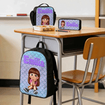 Personalised Multicolour Cute Cartoon Kids Character Backpack Lunch Bag Pencil Case Set with Name Back to School Birthday Gift for Boys Girls