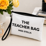Personalized Minimalist The Teacher Linen Makeup Bag with Name Birthday Back to School Gift for Teacher Friend