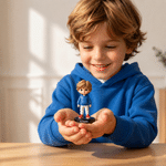 Figurine photo 3D personnalisée de style « chibi » avec socle en bois et inscription – Décoration de bureau, cadeau d'anniversaire ou de fête pour les amis et la famille