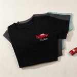 Personalised Embroidered Engineering Cart 100% Cotton Kid T-shirt with Name Back to School Birthday Gift for Kids Parents