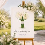 Personalized Watercolor Wedding Bouquet Photo Canvas Prints with Text and Date Wall Decor Ship from USA Wedding Anniversary Gift for Newlywed