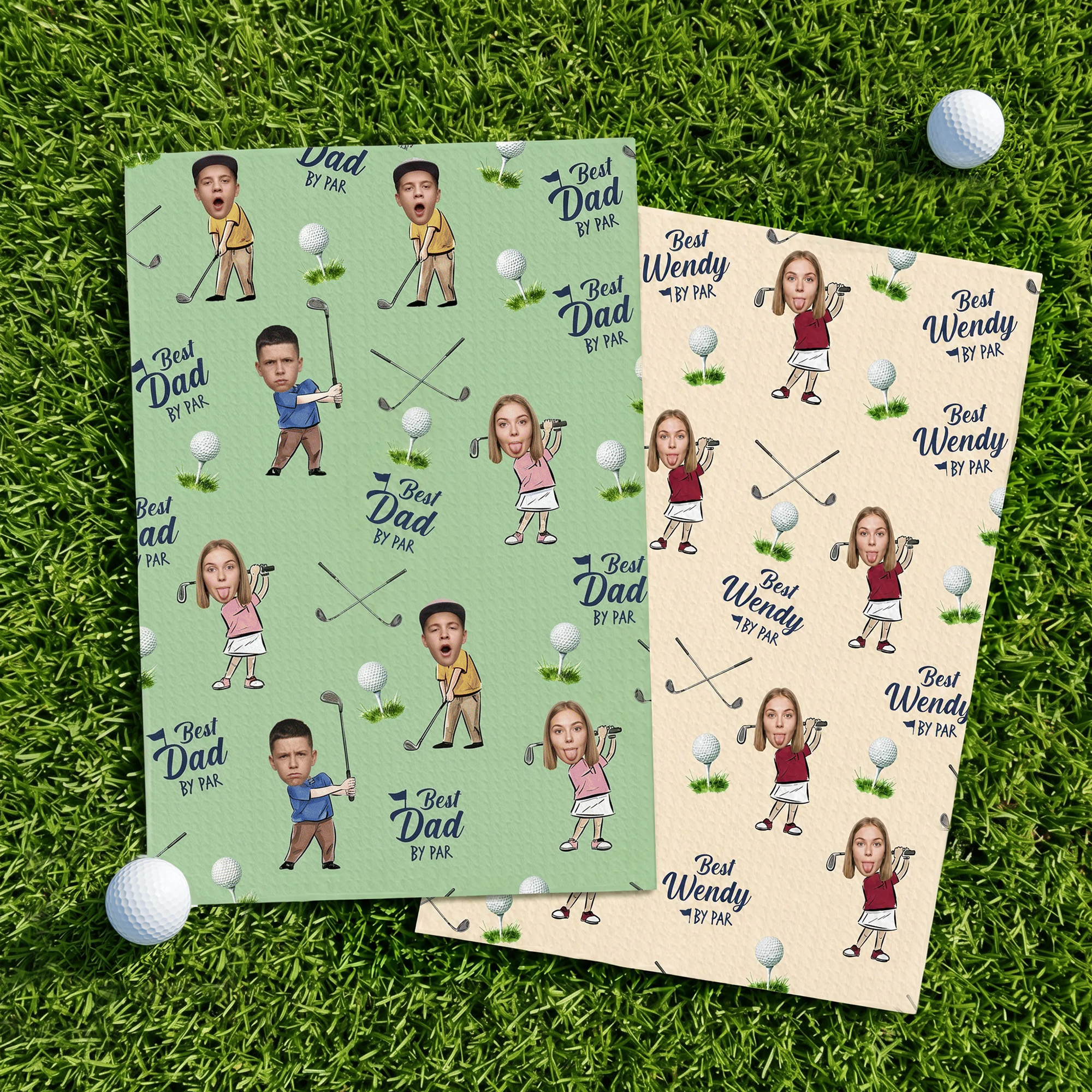 Personalisiertes, mehrfarbiges „Best Dad“ von Par 1–3 – Golf-Schnelltrocken-Sporttuch mit Foto im vorderen Bereich und Spitznamen – für den täglichen Gebrauch – Geburtstagsgeschenk für den golfbegeist