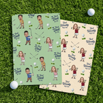 Personalised Multicolour Best Dad By Par 1-3 Face Photos Golf Quick-Dry Sports Towel with Nickname Daily Use Birthday Gift for Golf Lover Dad Grandad