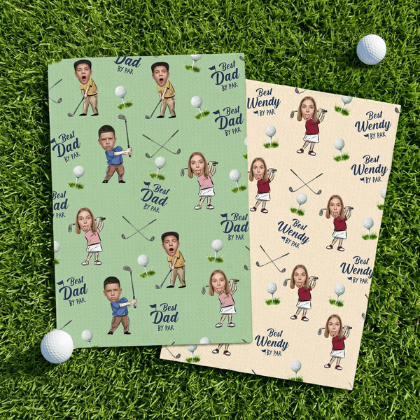 Personalised Multicolour Best Dad By Par 1-3 Face Photos Golf Quick-Dry Sports Towel with Nickname Daily Use Birthday Gift for Golf Lover Dad Grandpa