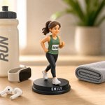 Figurine décorative personnalisée en 3D représentant un coureur de marathon, avec socle en bois et inscription — Décoration de bureau, cadeau d'anniversaire pour les passionnés de course à pied