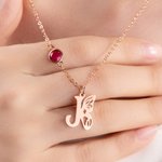 Personalized Exquisite Birthstone Necklace with Butterfly Initial Dainty Jewellery Daily Wear Birthday Gift for Women Butterfly Lovers