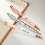 Personalized Birth Flower Glitter Liquid Sand Ballpoint Pen with Name Graduation Birthday Back to School Gift for Women Students Teachers