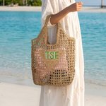 Henkilökohtainen monogrammi kirjonta suunnittelu ontto kudottu Kangaskassi Päivittäinen käyttö Äitienpäivä Syntymäpäivä lahja äidille Ystävä nainen