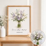 Personalized Watercolor Wedding Bouquet Photo Canvas Prints with Text and Date Wall Decor Ship from USA Wedding Anniversary Gift for Newlywed