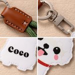 Personalized Cute Dog PU Leather Charm Keychain with Name Daily Use Birthday Gotcha Day Memorial Gift for Pet Lover Owner
